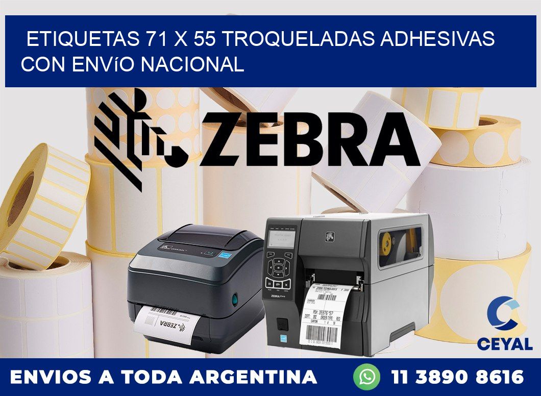 Etiquetas 71 x 55 troqueladas adhesivas con envío nacional