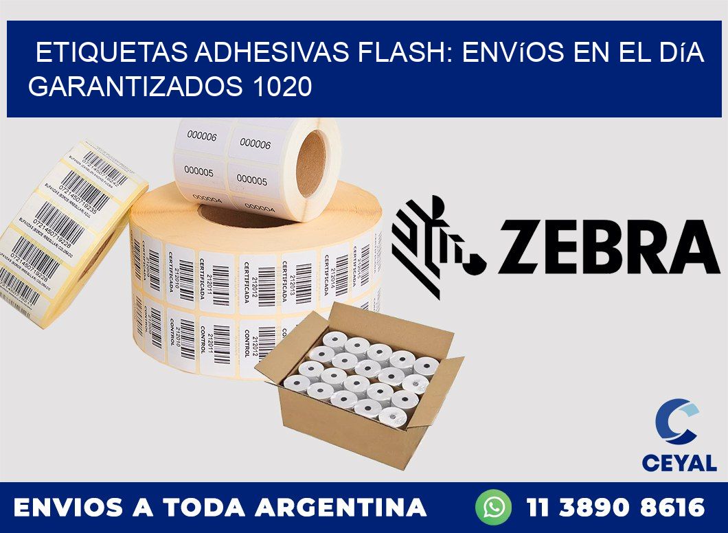 Etiquetas adhesivas Flash: Envíos en el Día Garantizados 1020