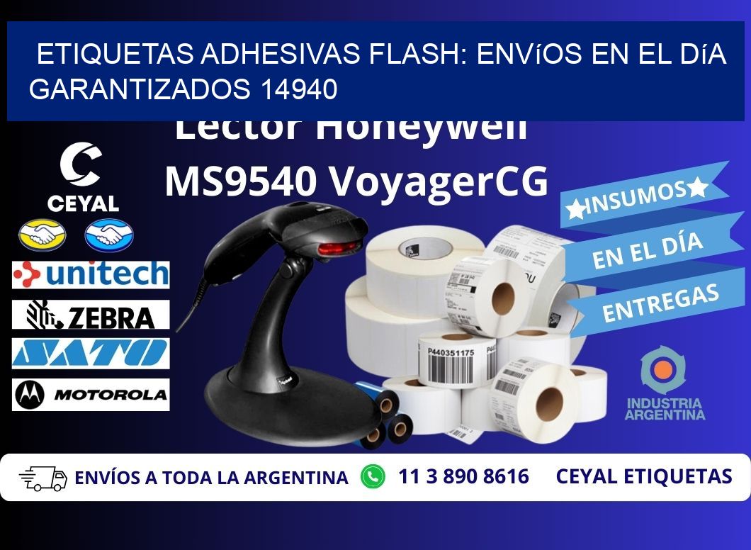 Etiquetas adhesivas Flash: Envíos en el Día Garantizados 14940