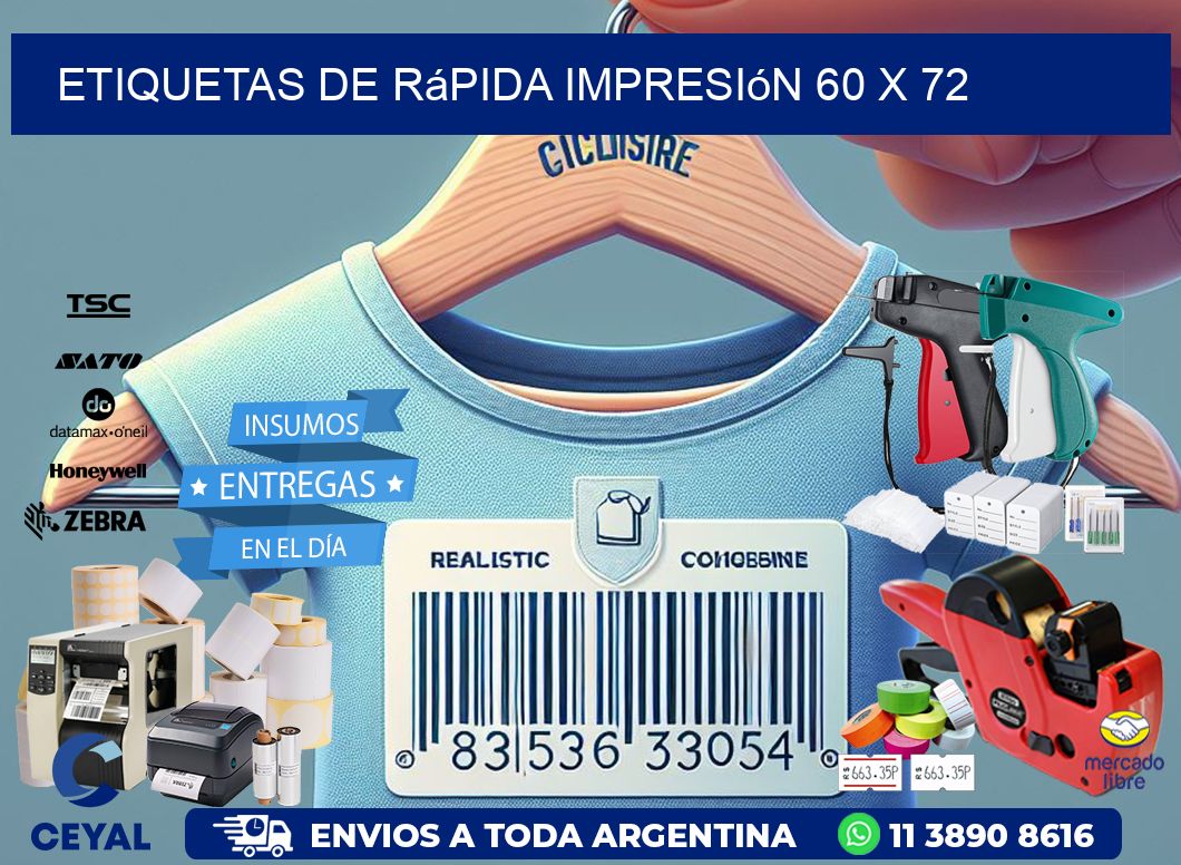 Etiquetas de rápida impresión 60 x 72