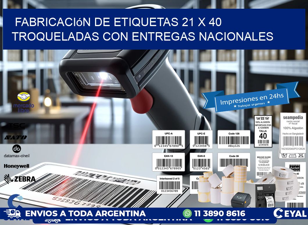 Fabricación de etiquetas 21 x 40 troqueladas con entregas nacionales