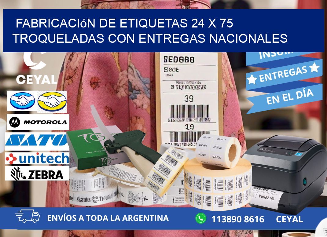 Fabricación de etiquetas 24 x 75 troqueladas con entregas nacionales