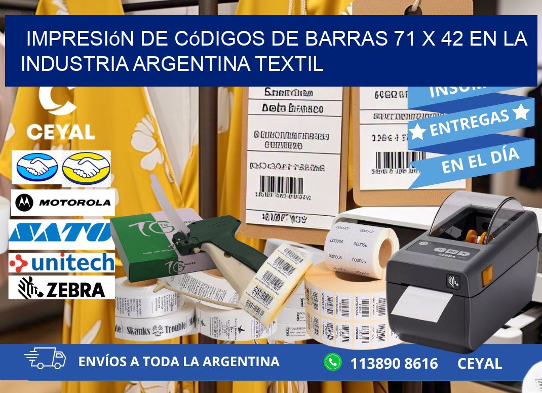 Impresión de Códigos de Barras 71 x 42 en la Industria argentina textil