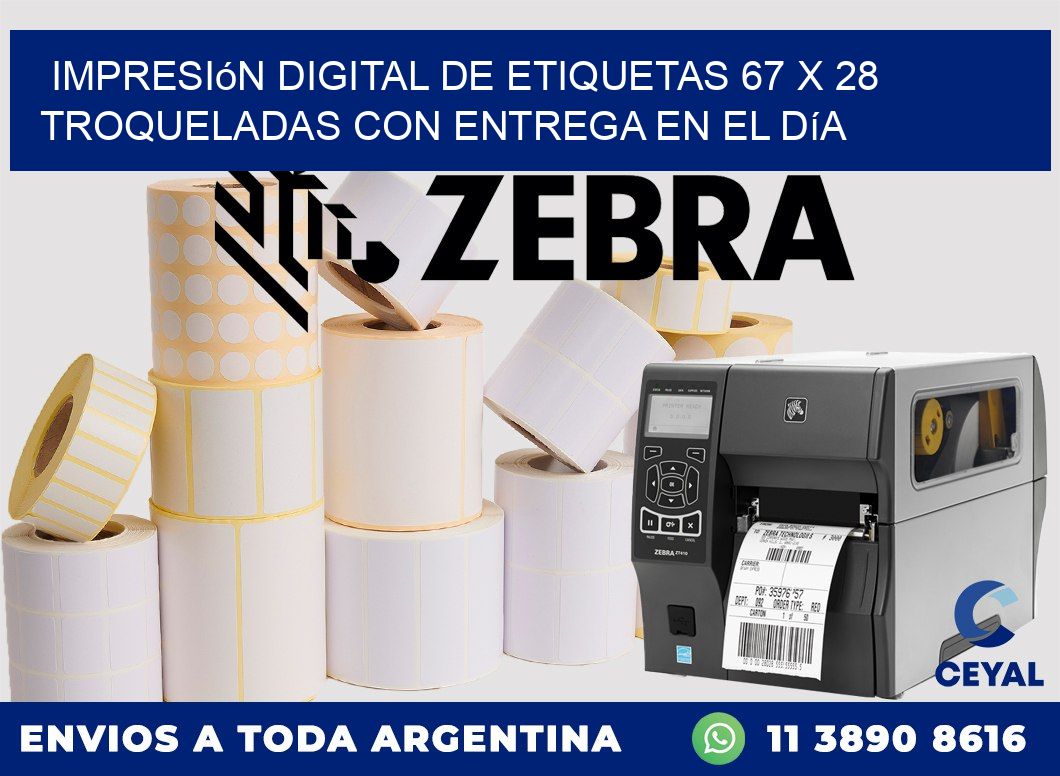 Impresión digital de etiquetas 67 x 28 troqueladas con entrega en el día