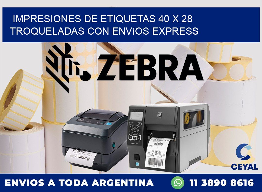 Impresiones de etiquetas 40 x 28 troqueladas con envíos express