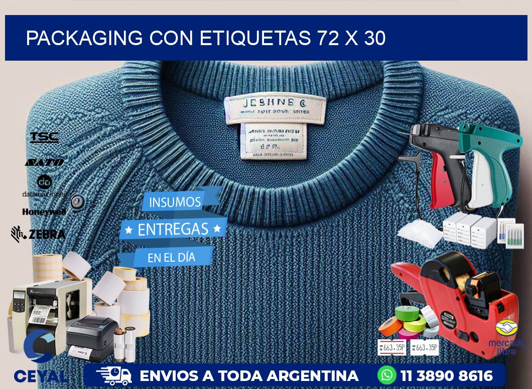Packaging con etiquetas 72 x 30