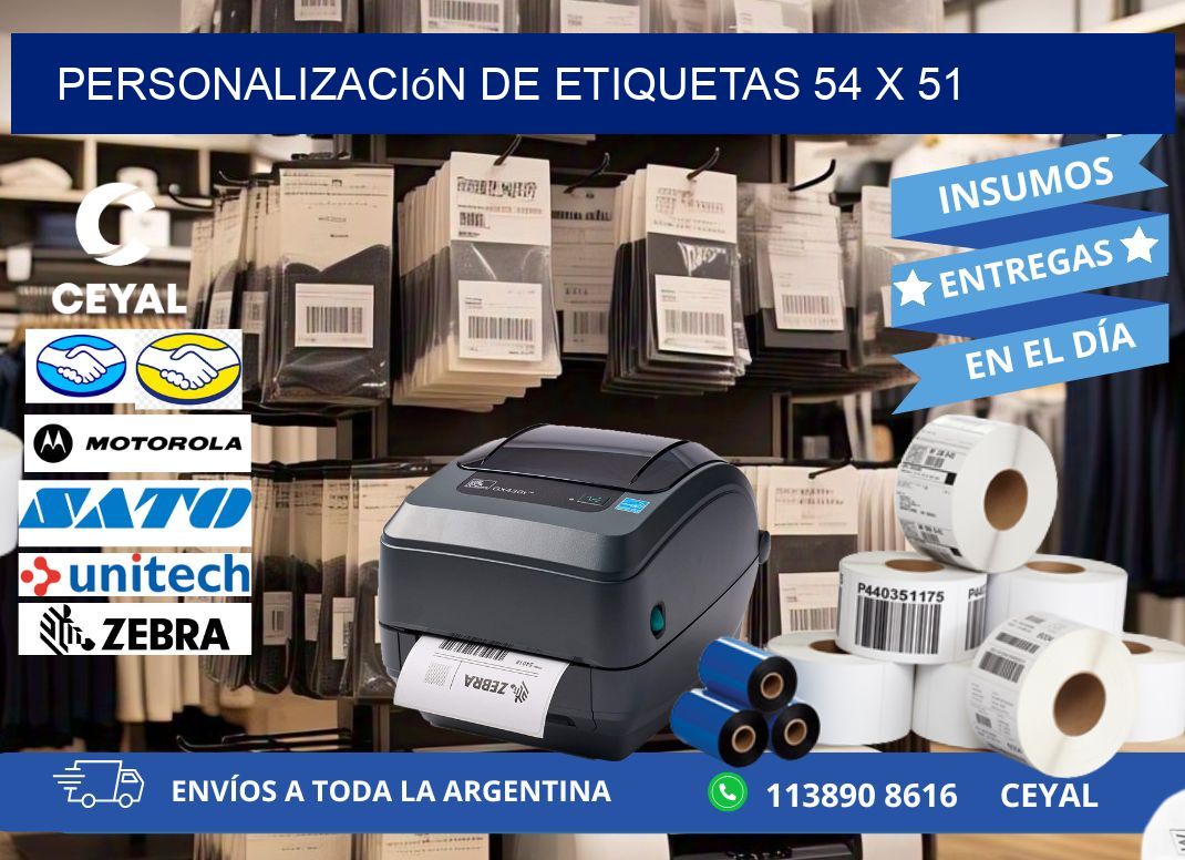Personalización de etiquetas 54 x 51
