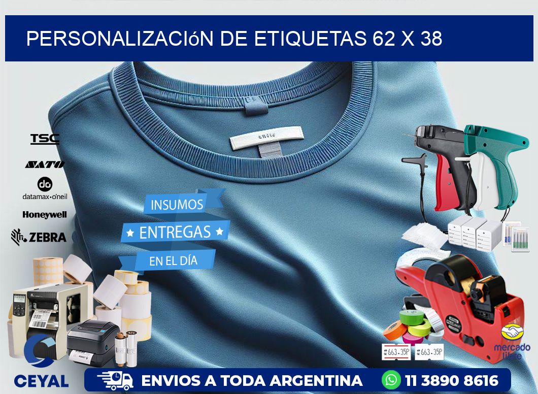 Personalización de etiquetas 62 x 38