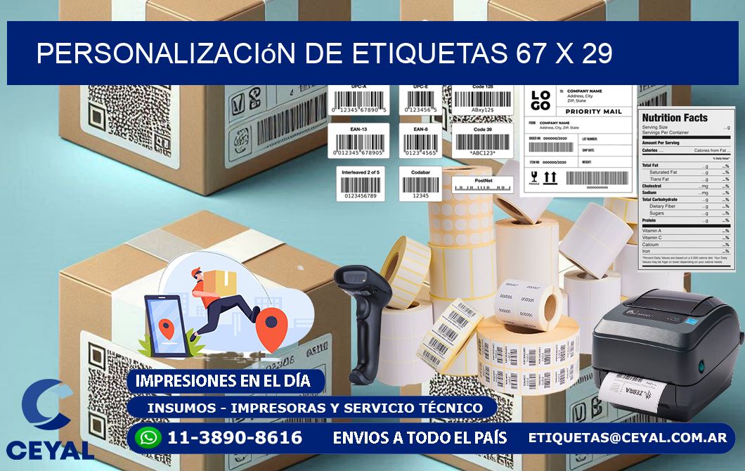 Personalización de etiquetas 67 x 29