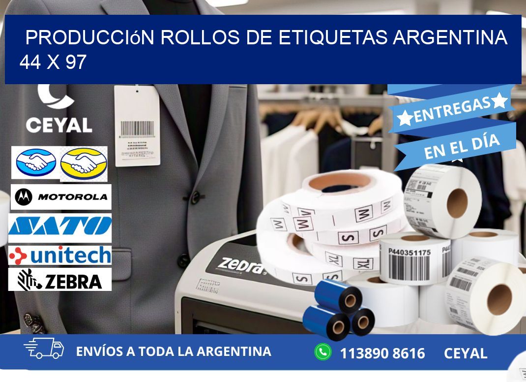 Producción ROLLOS DE ETIQUETAS ARGENTINA 44 x 97