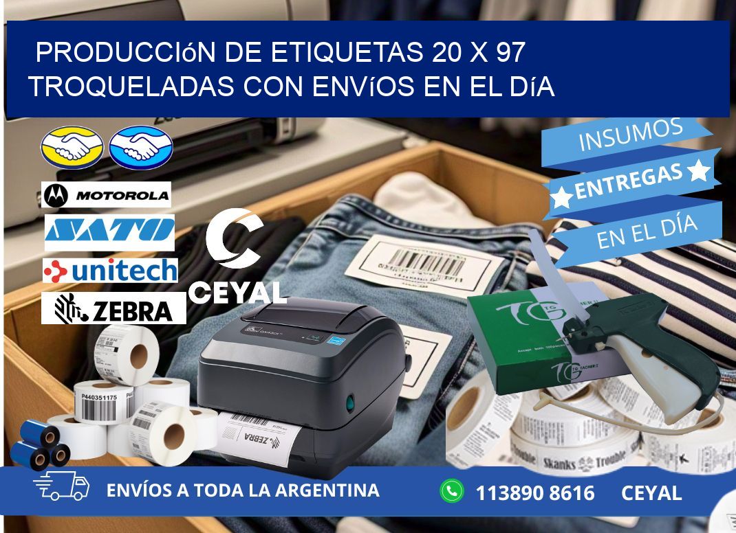 Producción de etiquetas 20 x 97 troqueladas con envíos en el día