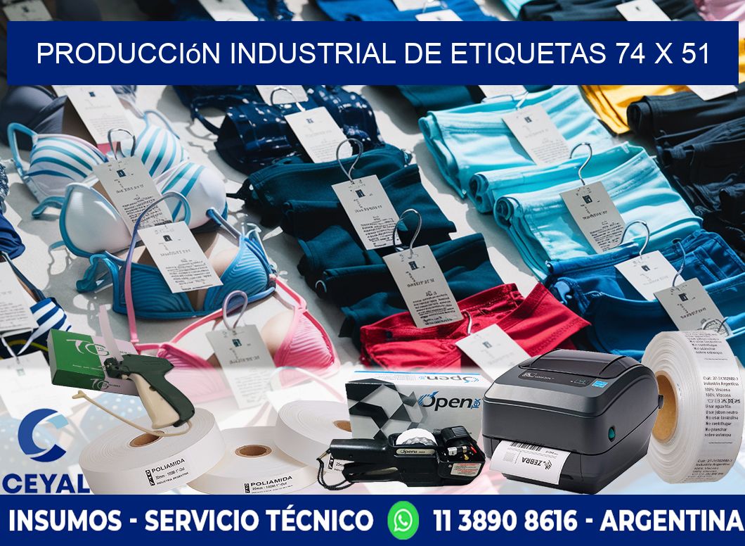 Producción industrial de etiquetas 74 x 51