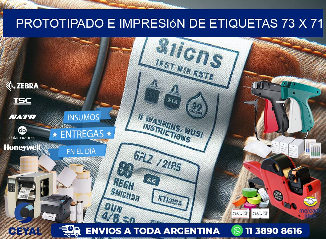 Prototipado e impresión de etiquetas 73 x 71