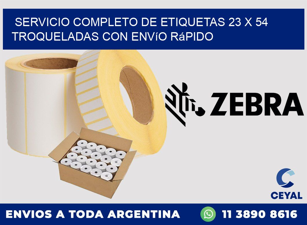 Servicio completo de etiquetas 23 x 54 troqueladas con envío rápido