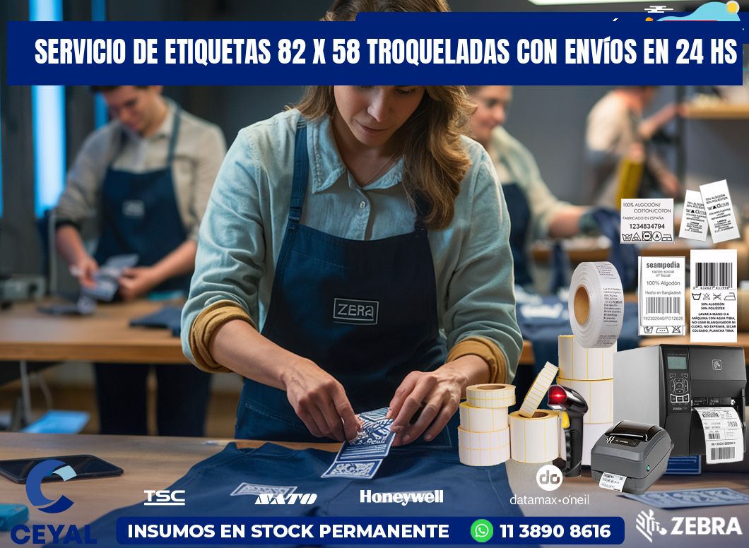 Servicio de etiquetas 82 x 58 troqueladas con envíos en 24 hs