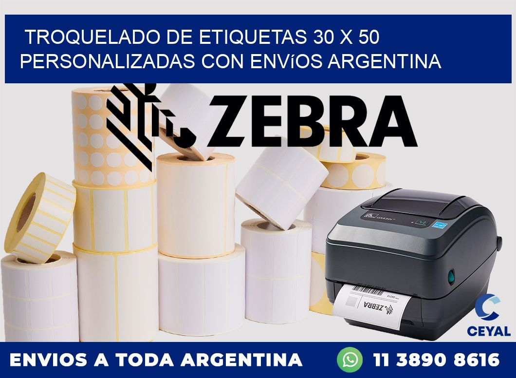 Troquelado de etiquetas 30 x 50 personalizadas con envíos Argentina