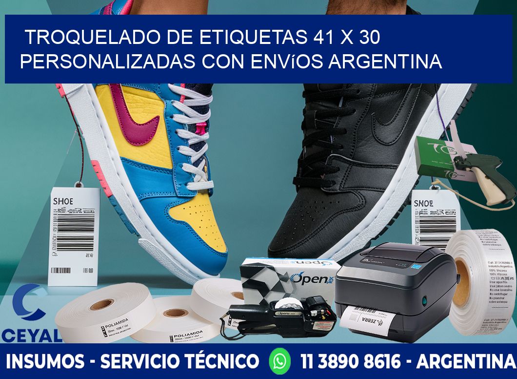 Troquelado de etiquetas 41 x 30 personalizadas con envíos Argentina