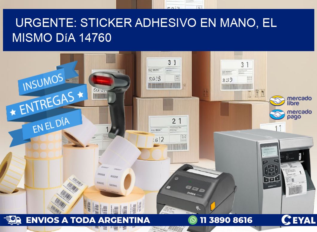 Urgente: Sticker adhesivo en Mano, el Mismo Día 14760