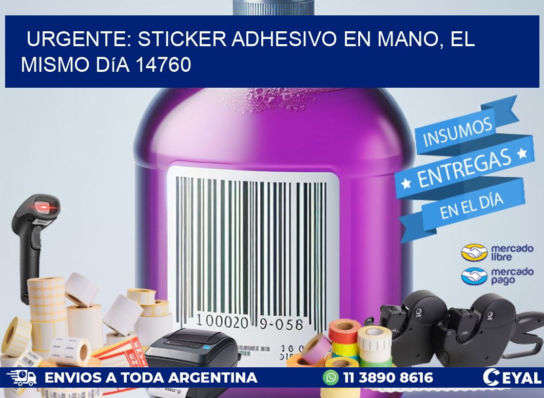 Urgente: Sticker adhesivo en Mano, el Mismo Día 14760