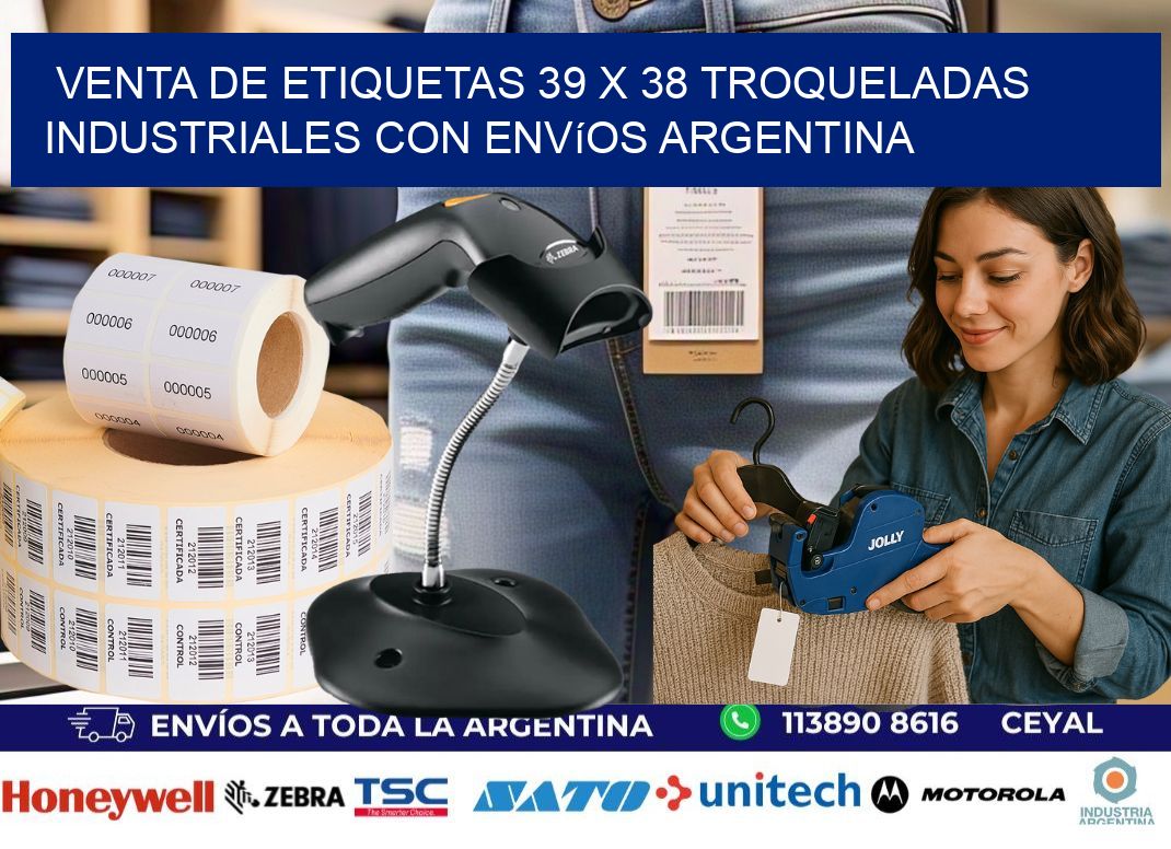 Venta de etiquetas 39 x 38 troqueladas industriales con envíos Argentina