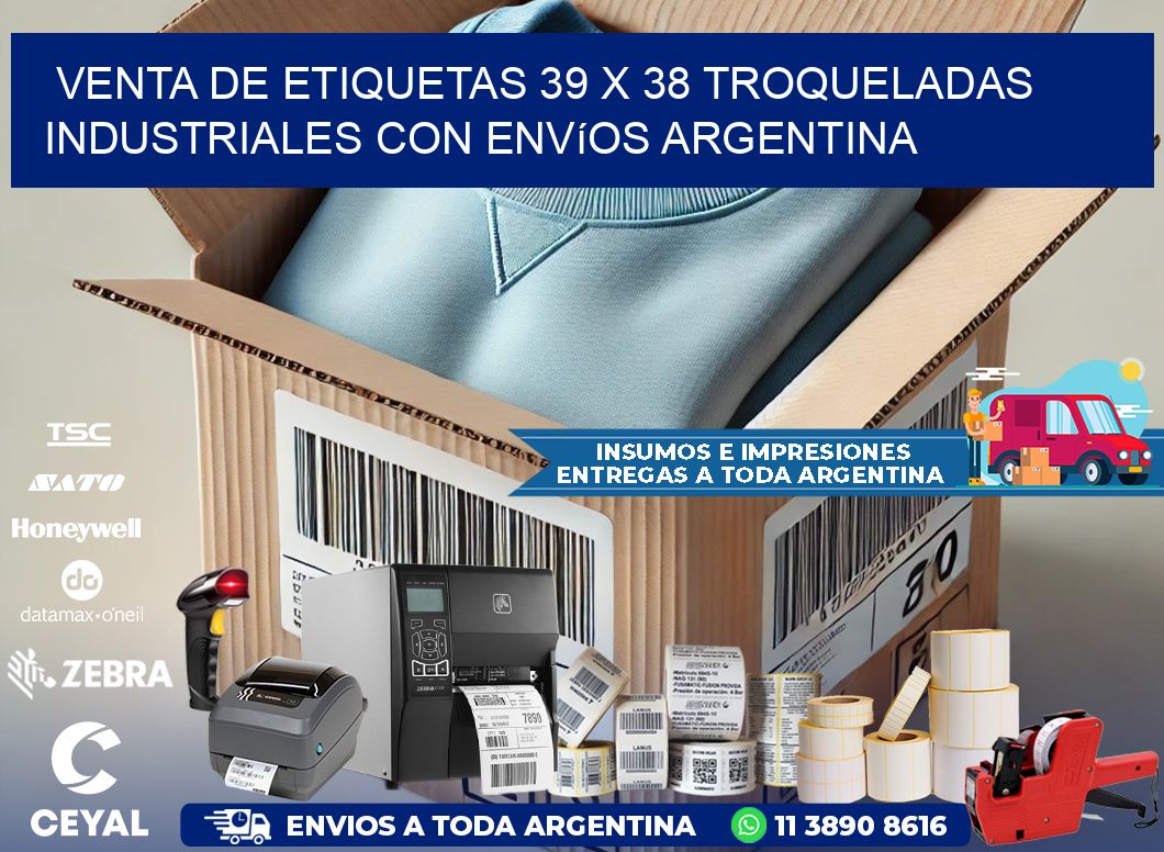 Venta de etiquetas 39 x 38 troqueladas industriales con envíos Argentina