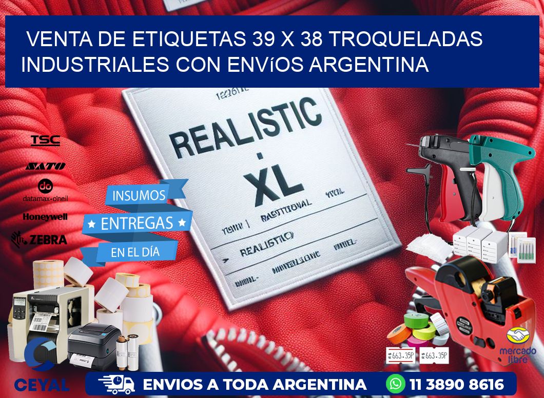 Venta de etiquetas 39 x 38 troqueladas industriales con envíos Argentina