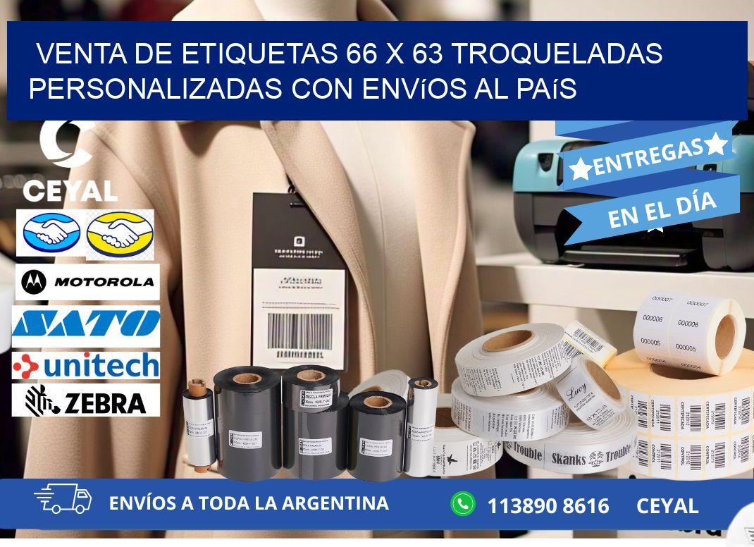 Venta de etiquetas 66 x 63 troqueladas personalizadas con envíos al país