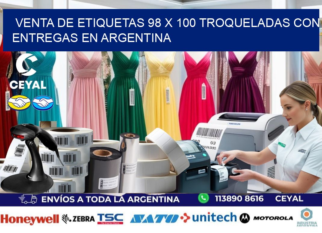 Venta de etiquetas 98 x 100 troqueladas con entregas en Argentina