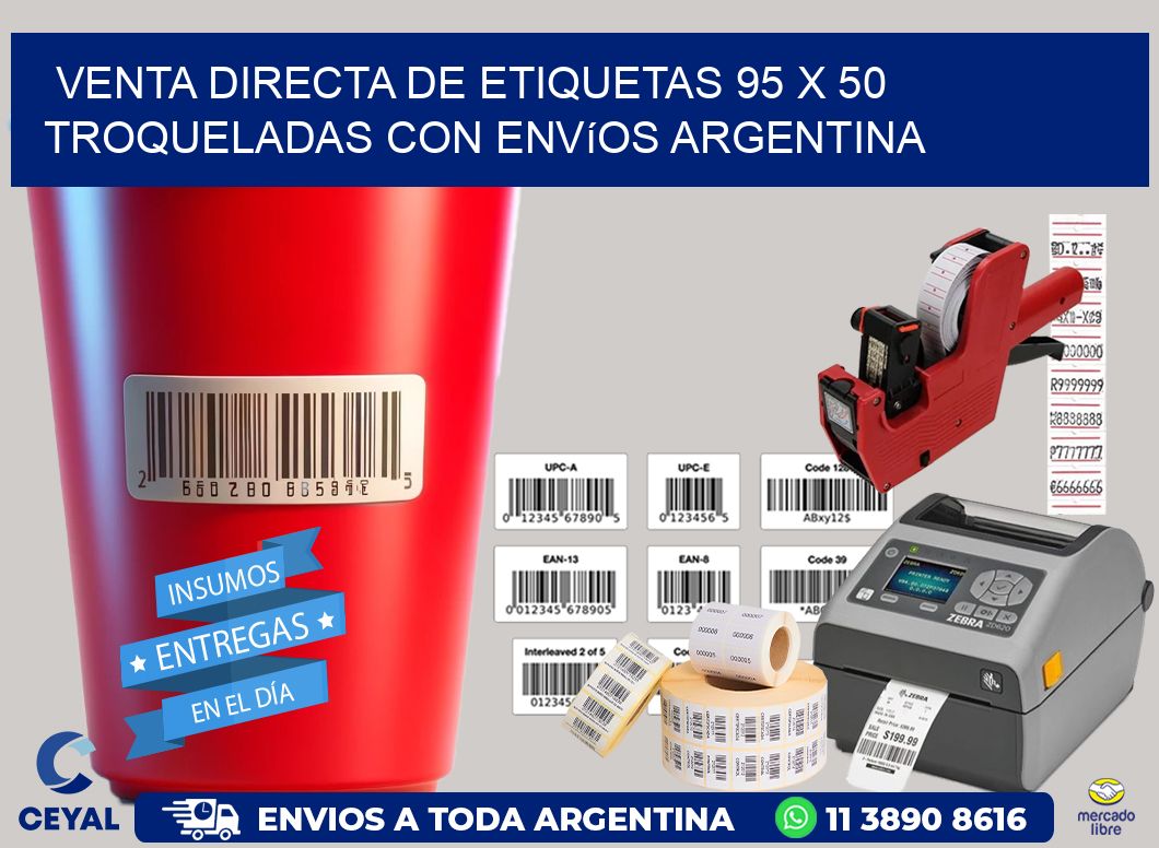 Venta directa de etiquetas 95 x 50 troqueladas con envíos Argentina