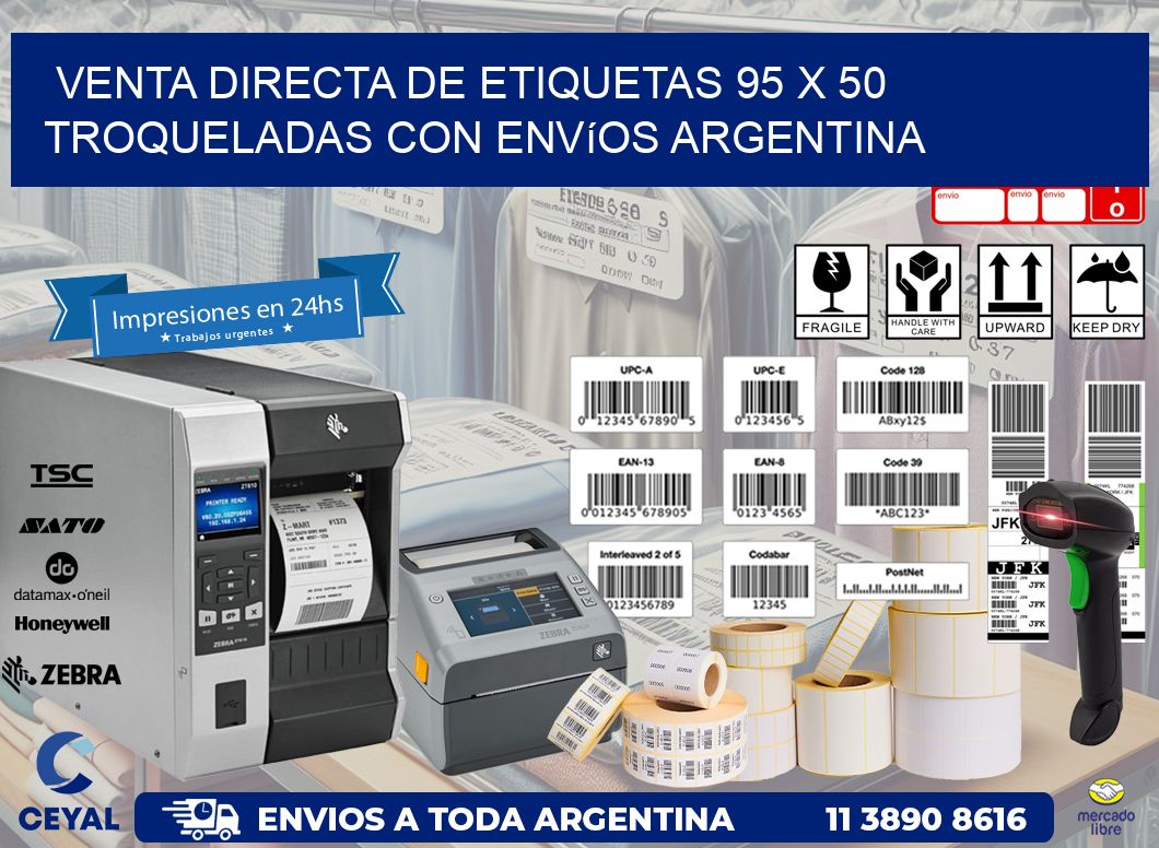 Venta directa de etiquetas 95 x 50 troqueladas con envíos Argentina