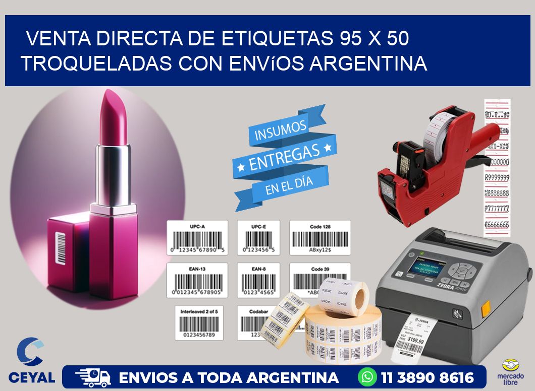 Venta directa de etiquetas 95 x 50 troqueladas con envíos Argentina