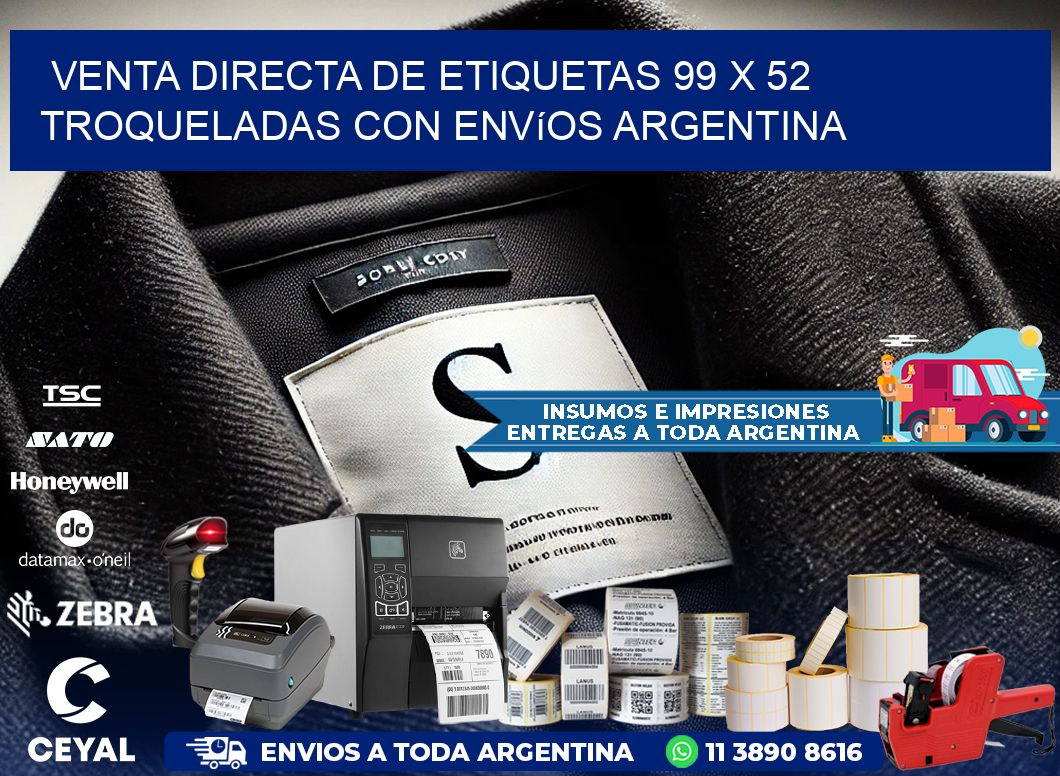 Venta directa de etiquetas 99 x 52 troqueladas con envíos Argentina