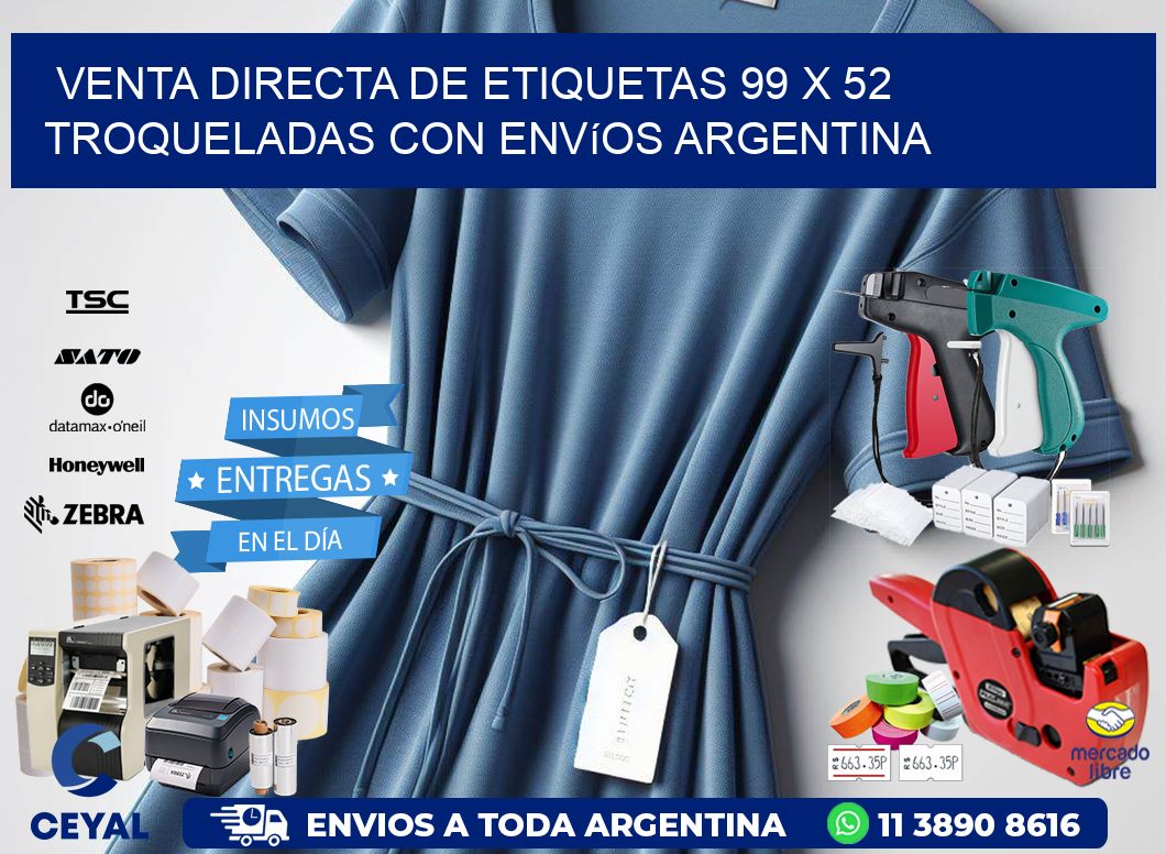 Venta directa de etiquetas 99 x 52 troqueladas con envíos Argentina