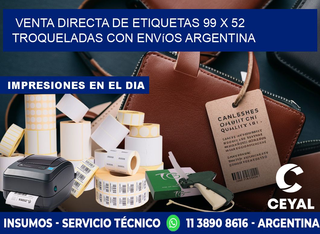 Venta directa de etiquetas 99 x 52 troqueladas con envíos Argentina