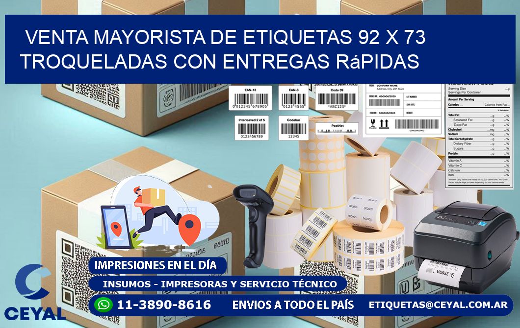 Venta mayorista de etiquetas 92 x 73 troqueladas con entregas rápidas