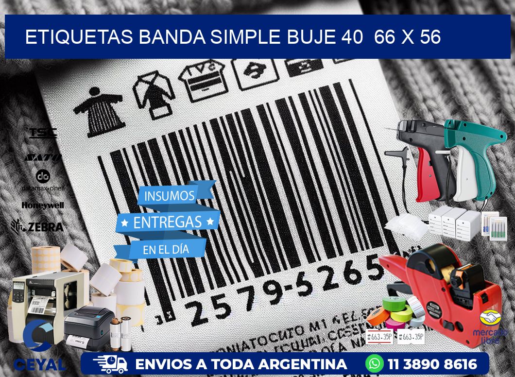 etiquetas banda simple buje 40  66 x 56