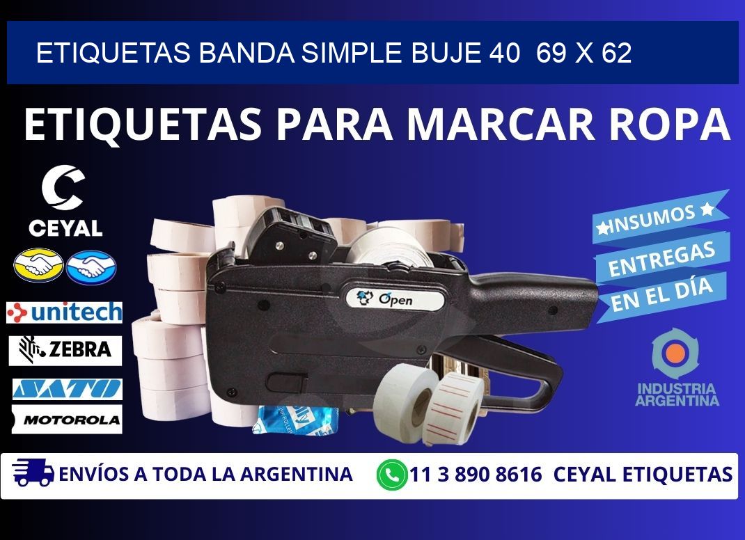 etiquetas banda simple buje 40  69 x 62