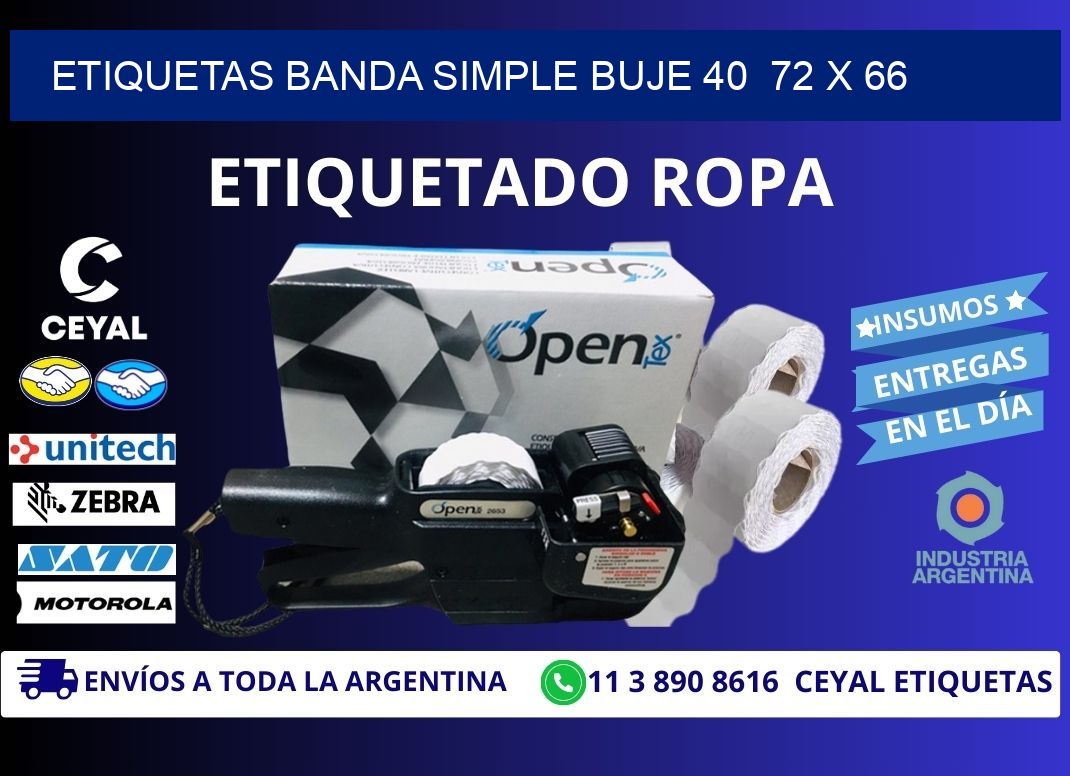 etiquetas banda simple buje 40  72 x 66