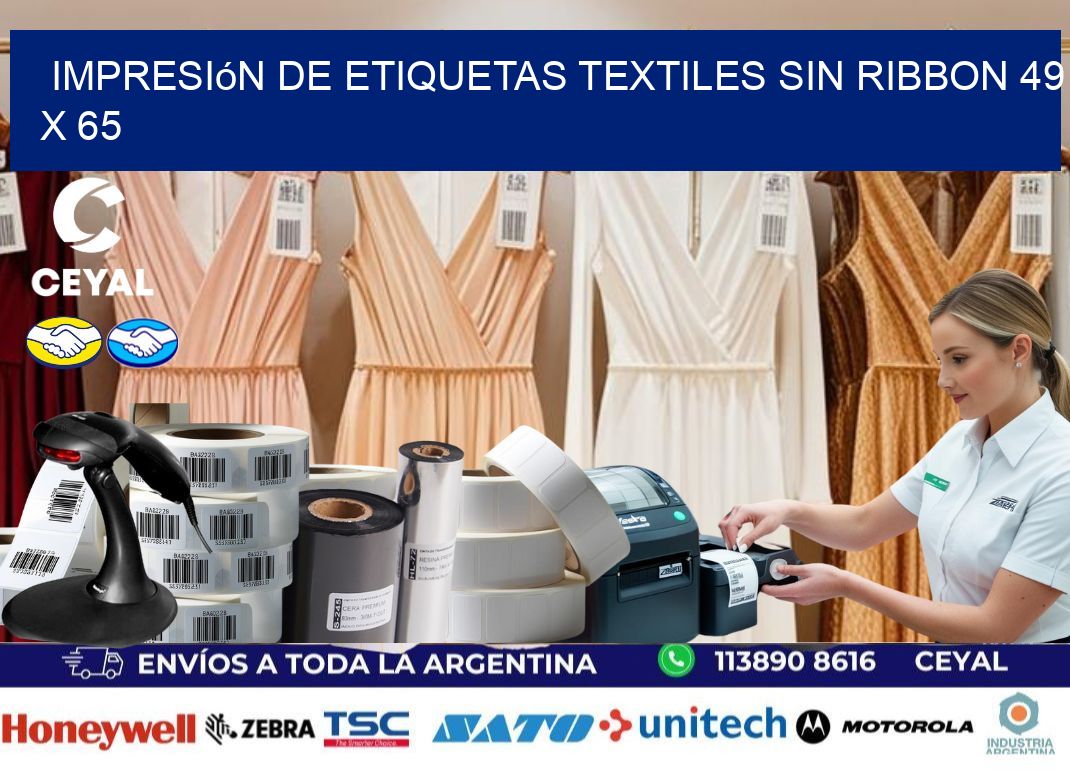 impresión de etiquetas textiles sin ribbon 49 x 65