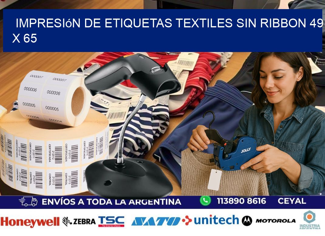impresión de etiquetas textiles sin ribbon 49 x 65