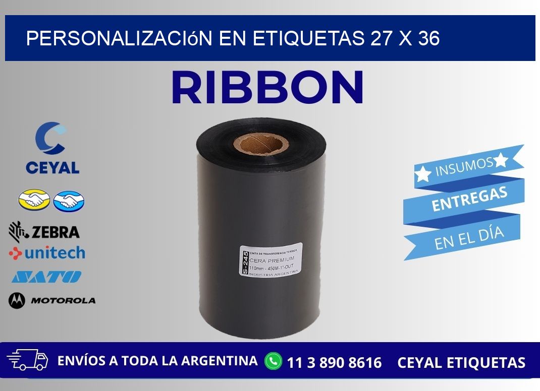 personalización en etiquetas 27 x 36