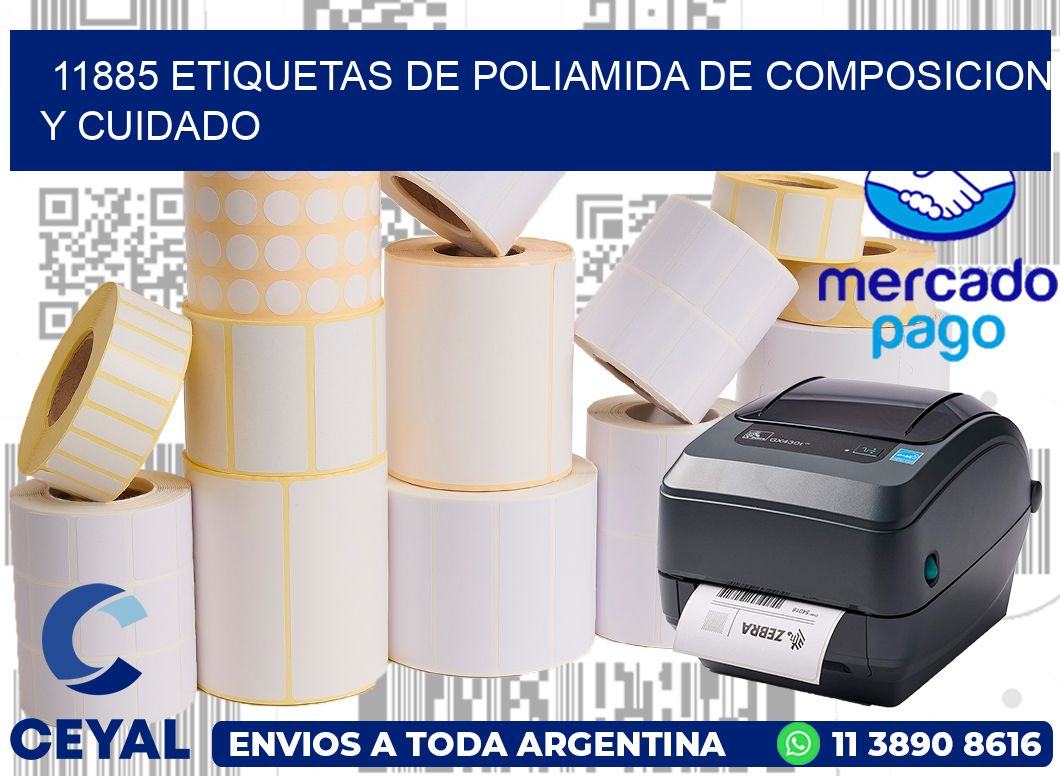 11885 etiquetas de poliamida de composicion y cuidado
