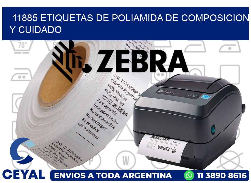 11885 etiquetas de poliamida de composicion y cuidado