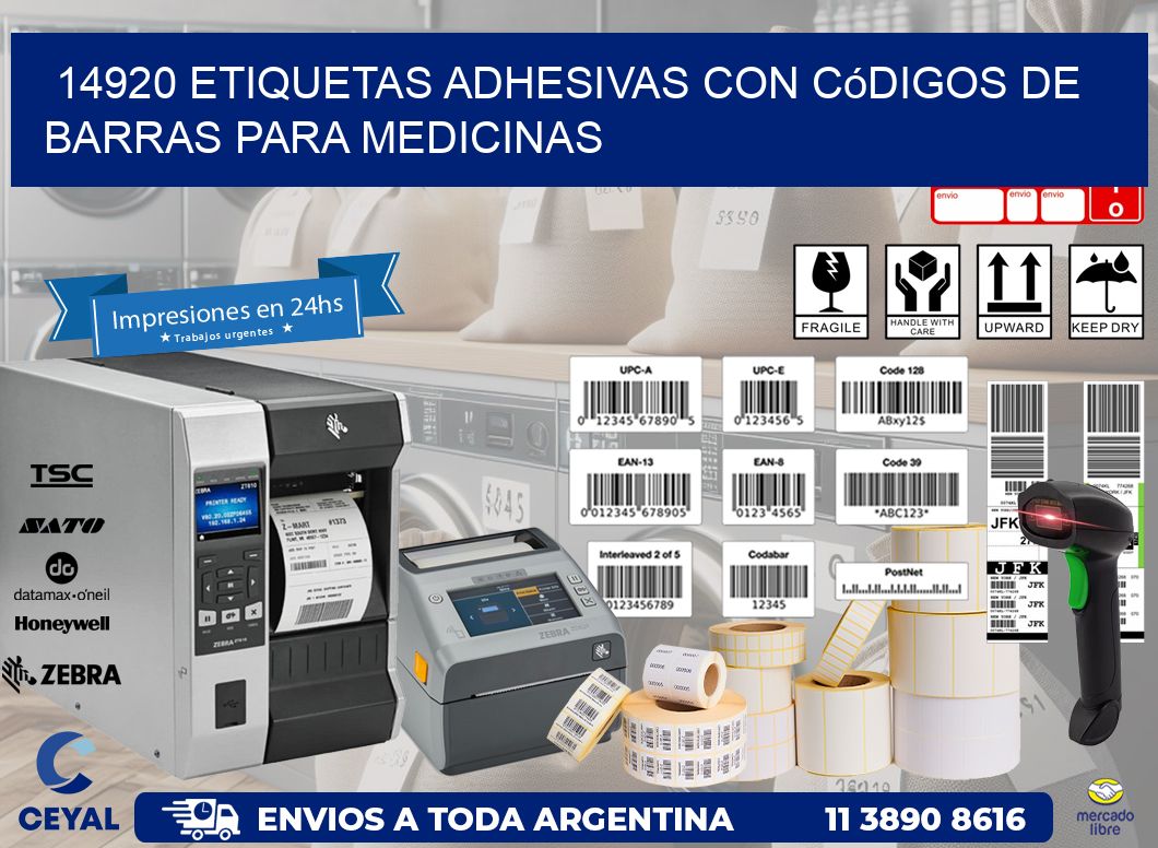 14920 etiquetas adhesivas con códigos de barras para medicinas