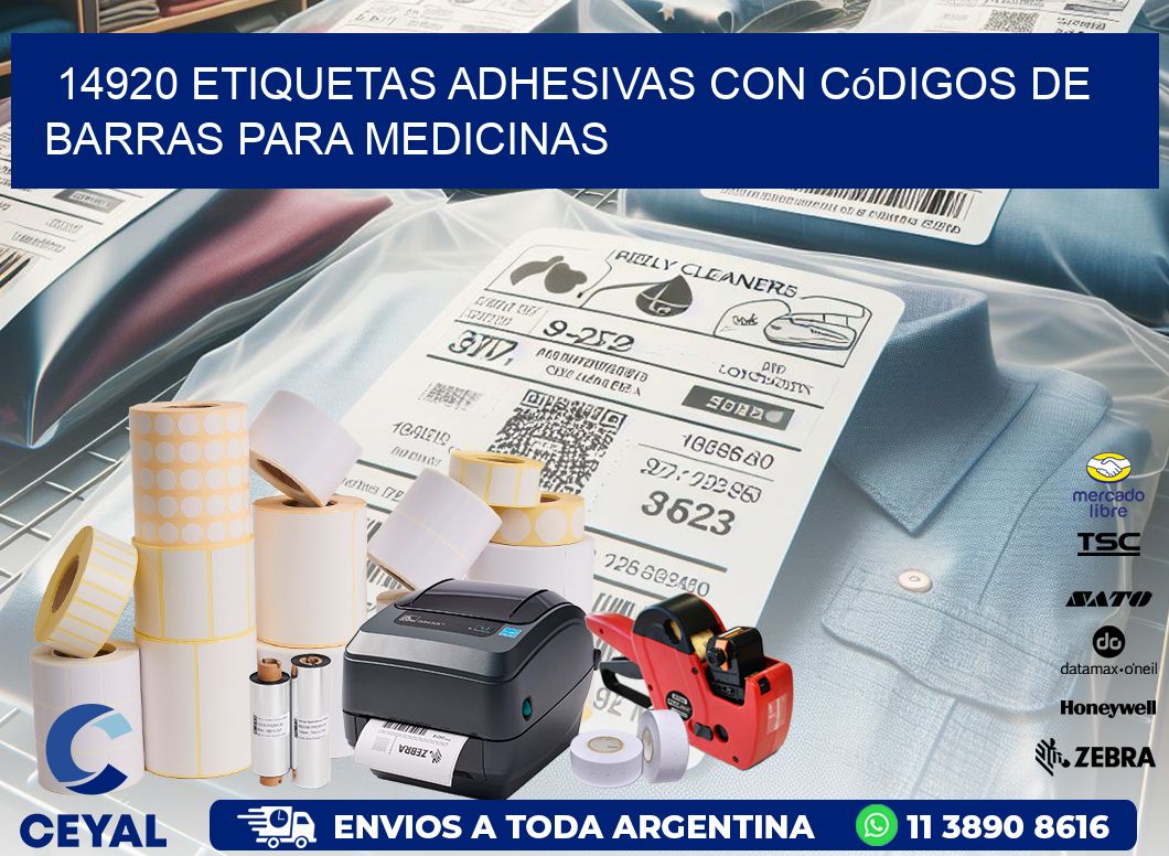 14920 etiquetas adhesivas con códigos de barras para medicinas
