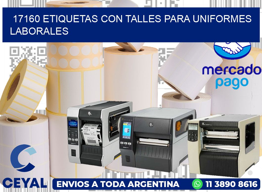17160 etiquetas con talles para uniformes laborales