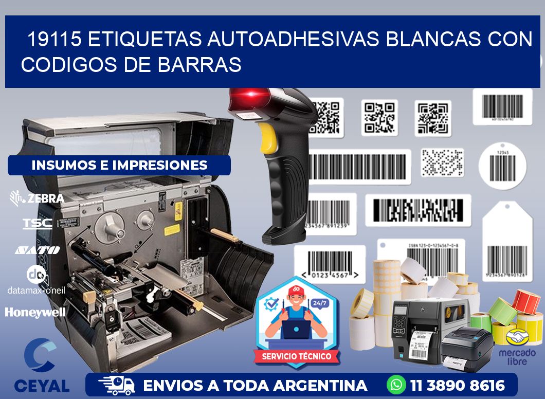 19115 etiquetas autoadhesivas blancas con codigos de barras