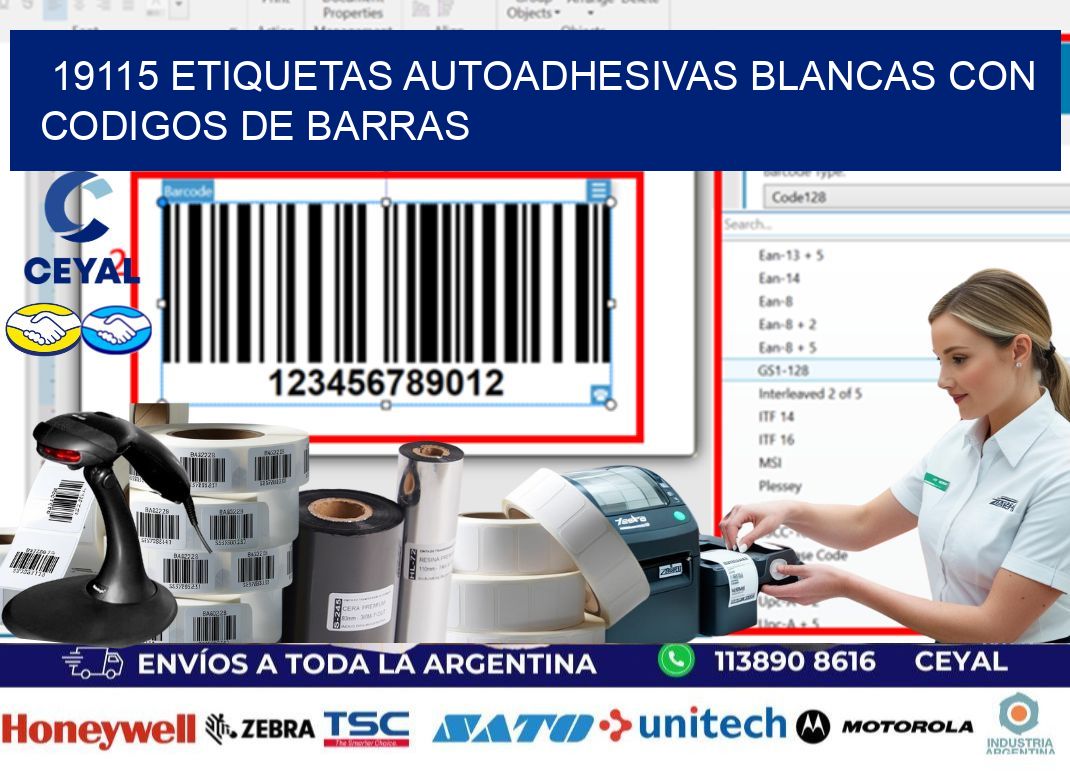 19115 etiquetas autoadhesivas blancas con codigos de barras