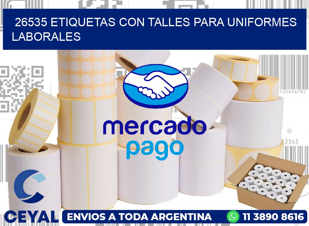 26535 etiquetas con talles para uniformes laborales