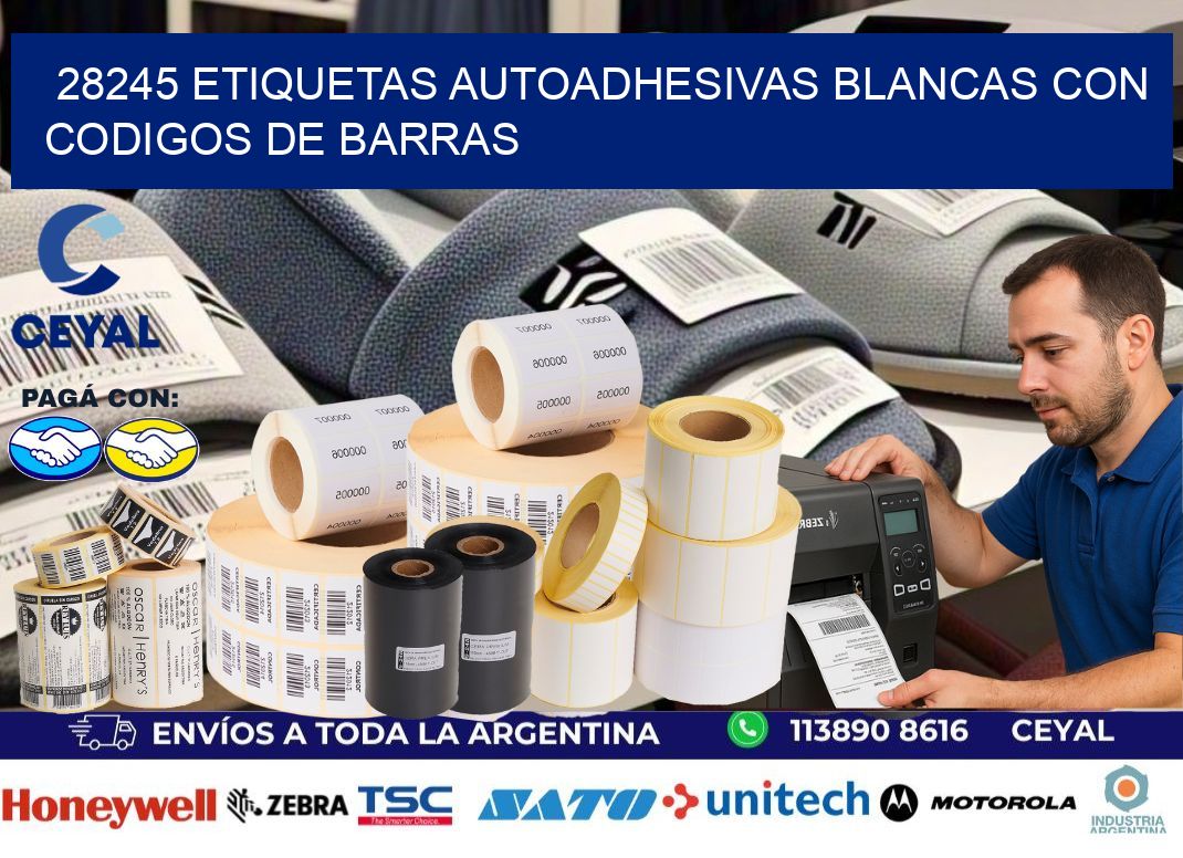 28245 etiquetas autoadhesivas blancas con codigos de barras